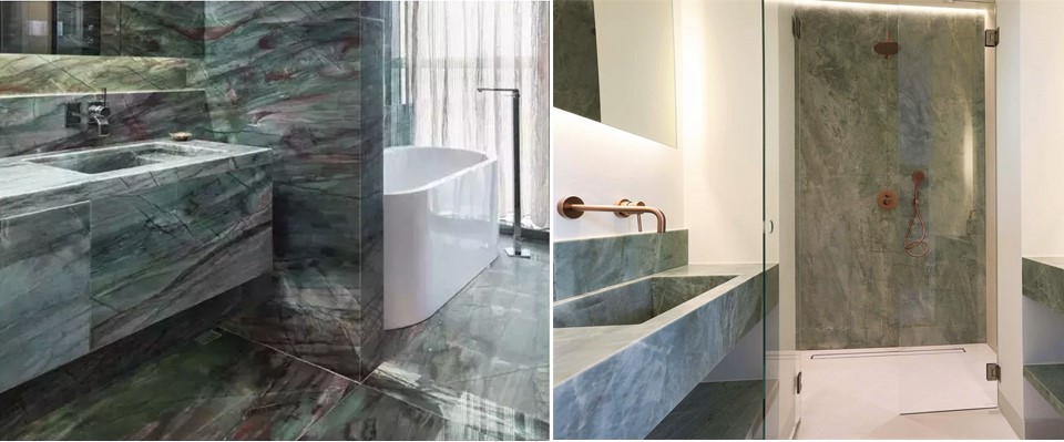 Emerald Green Quartzite Bathroom Projects