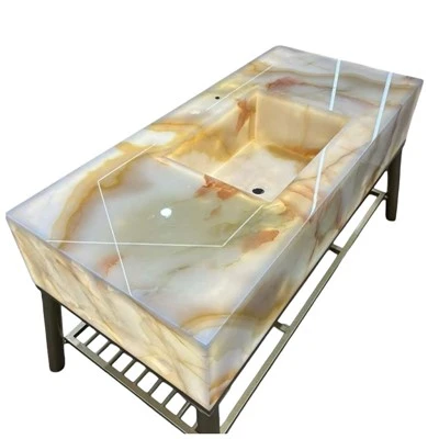 Chậu rửa tích hợp Onyx trắng